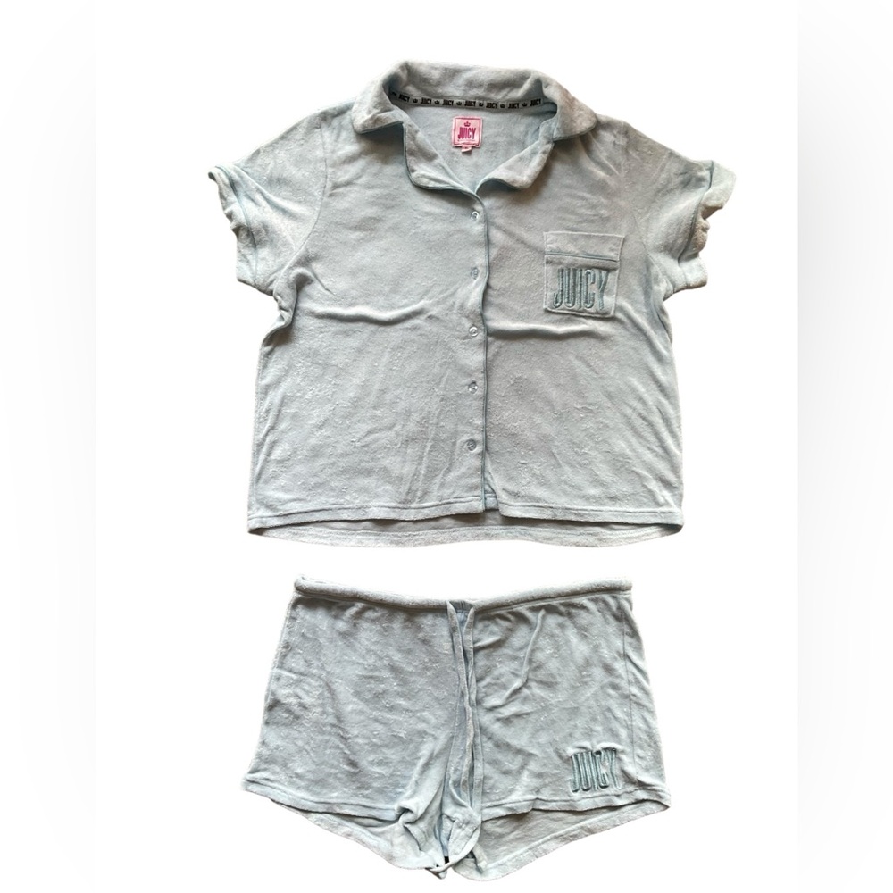 JUICY COUTURE Short Sleeve Shirt and Pajama Shorts Lounge Sleepwear Set Size XL